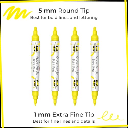 4 Dual Tip Yellow Paint Marker Pen