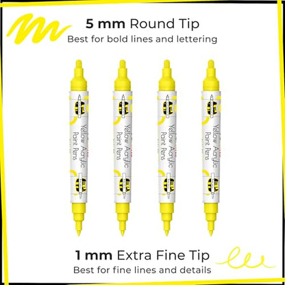 4 Dual Tip Yellow Paint Marker Pen