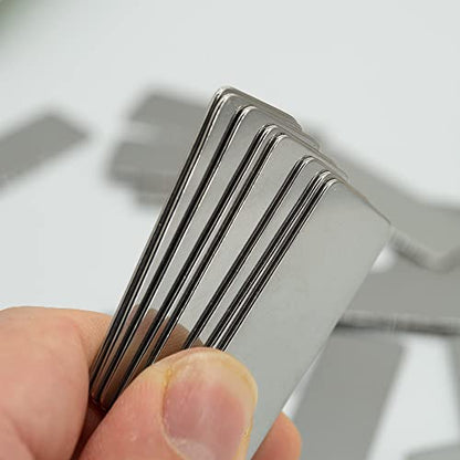 304 Stainless Steel Engraving Blank Tags Rectangle Stamping Blanks Without Holes 1.96inch*0.7inch 25 Pack
