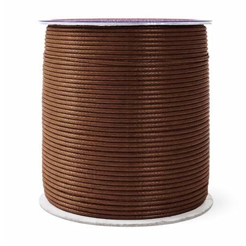 1.5mm Brown Waxed Cotton Cord for Jewelry Making (327 Foot)