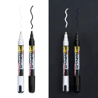 Black and White Permanent Paint Markers for Fabric Rock Craft Diy Painting Medium Tip Oil Based Waterproof (2 Count)