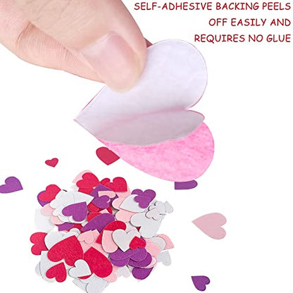 Heart Stickers Felt Stickers Felt Hearts for Crafts Love Shape 136pc (4 Count)