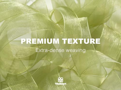 Organza Ribbon 1" x 30 Yd Sheer Gift Wrapping Green & Cream (90 Foot)
