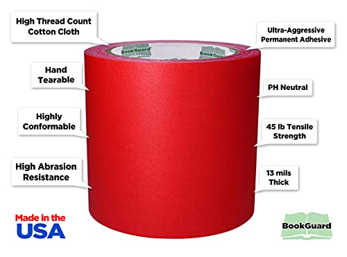 4 Inch Red Book Repair Cloth Tape 15 Yard Roll