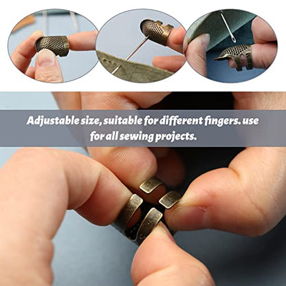 5 Pcs Sewing Thimbles Kit Metal Finger Protector Quilting Ring (5 Count)