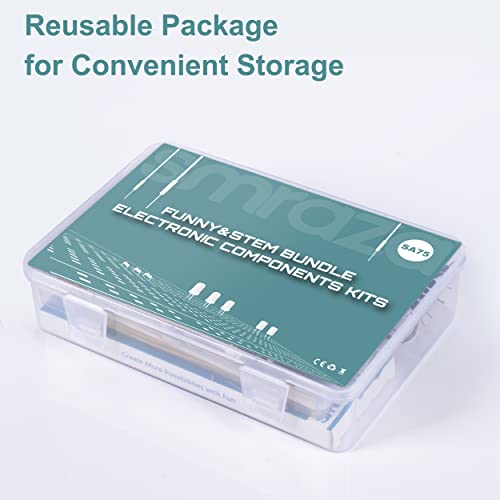 485 Pieces Electronics Starter Kit with 830 Breadboard for Arduino (485 Count)