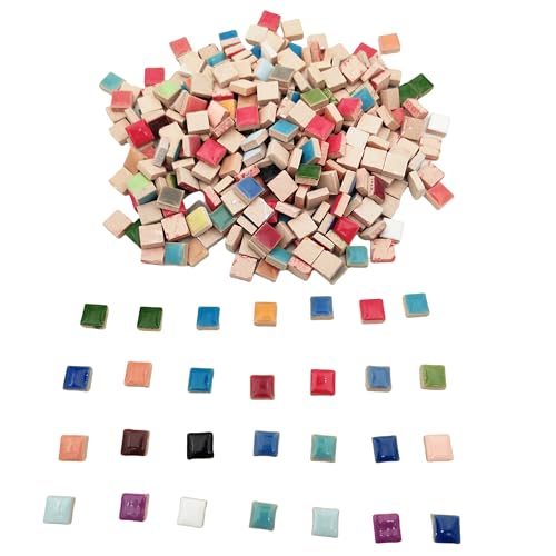 500g 1.1lb Random Color Irregular Ceramics Mosaic Tiles (16 Ounce)