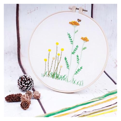 Embroidery Starter Kit Full Range of Starter Including Instructions Stamped Cloth with Pattern Hoop Color Threads and Tools Crafts for Adults