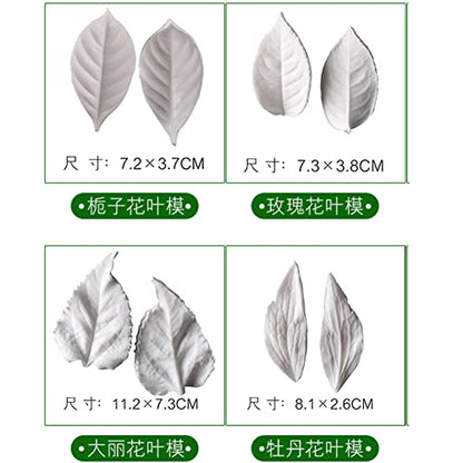 8Pcs Sugar Paste Leaf Veiners Fontant Mold Fondant Silicone Leaf Rose (8 Count)