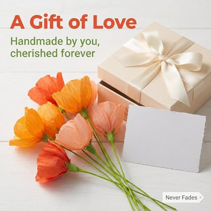 Orange Crepe Paper Poppy Flower DIY Making Kit Home Decoration Table Decor Pack of 24 pcs