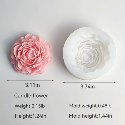 2 Pcs Peony Rose Flower Candle Silicone Molds for Candle Making