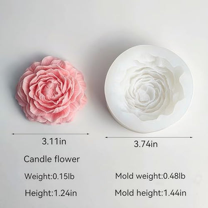 2 Pcs Peony Rose Flower Candle Silicone Molds for Candle Making