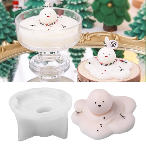 Silicone Molds Candle Cute Melting Snowman Resin Candle Molds for Christmas Party Decoration Candle Form Epoxy Plaster Mould