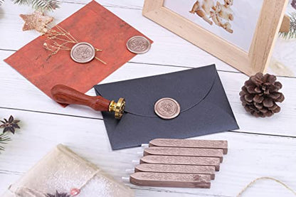 5Pcs Champagne Gold Sealing Wax Sticks with Wick for Wax Seal Stamp (5 Count)