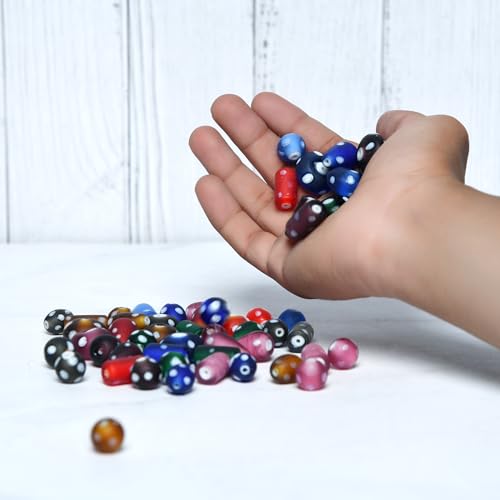 2 3 LB Bag Assorted Glass Polka Dots Beads for Jewellery Making (150 Count)
