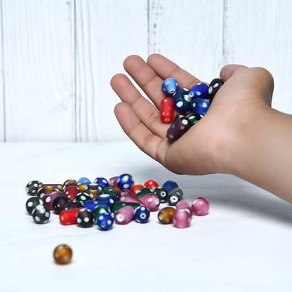 2 3 LB Bag Assorted Glass Polka Dots Beads for Jewellery Making (150 Count)
