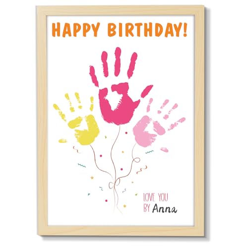Birthday Handprint Balloon Art Craft DIY Kit Happy Birthday Gifts Children Adults Handprint Keepsake for Mom Father Friend Grandparent Birthdays Gift Christmas