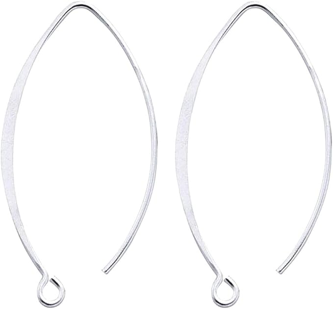 10pcs Adabele Authentic Sterling Silver V Shape 40mm Drop Flat Marquise Earring Hooks (Wire 0.7mm/21 Gauge) Tarnish Resistant for DIY Earrings Jewelry Making SS16-3
