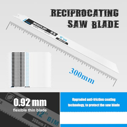 25Pack 12inch 14TPI Metal Reciprocating Saw Blades Set (25 Count)