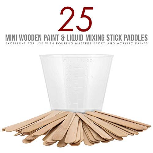 2 Oz (60 ml) Liquid Measuring Cups, 100 Pack with 25 Sticks