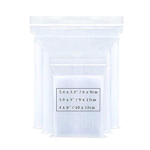 Small Plastic Bags for Jewelry 300pcs 3 Assorted Sizes Clear Zipper Baggies Jewelry Storage Bags 2 Mil for Beads Board Games Pill Travel 2.4 x 3.5 (300 Count)