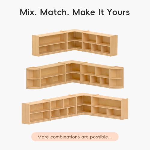 L Shape Montessori Bookshelf for Compact Corner Space