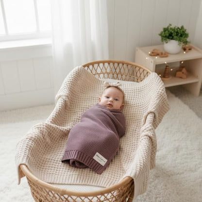100% Organic Cotton Heritage Knit Textured Baby Quilt Blanket