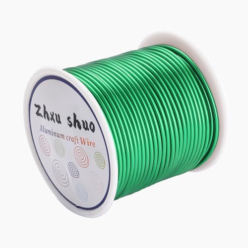 12 Gauge(2mm) Aluminum Wire 35 Yards Anodized Metal Wire for Bonsai Armature Crafting Sculpting Jewelry Craft Making Beading Floral (Green, 12 Gauge) (105 Foot)