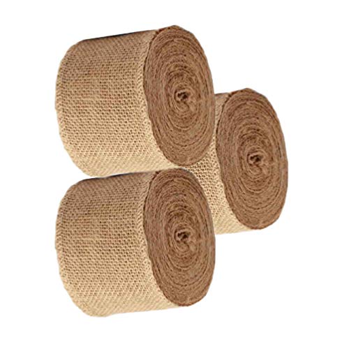 3 Pack- 90 Ft, Burlap Ribbon 2 1/2" x 10 Yards Natural Jute 2.5 Inch 30ft roll (Natural, 2 1/2" X 10Yards) Total 30 Yards (3 Count)