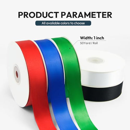 1" x 50 Yards Red Satin Ribbon Crafts Gift Wrapping (150 Foot)