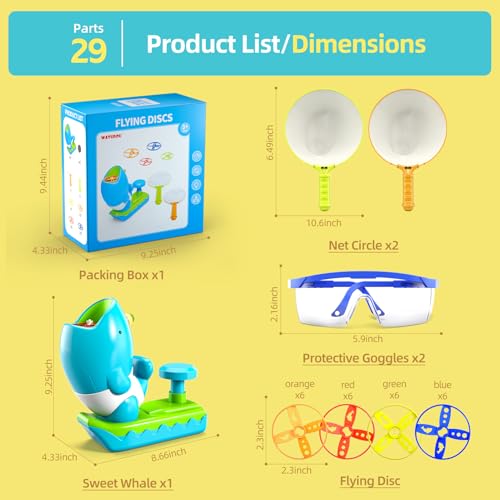 24 PCS Flying Disc Launcher Outdoor Indoor Game Toys Gifts for 3 4 5 6 Year Old Kids (29 Count)