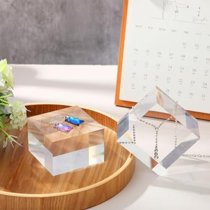 4 Pcs Acrylic Display Block Clear Cube 3 x 3 x 2 Inch