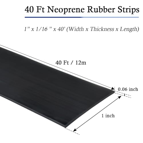 Neoprene Rubber Strips with Adhesive Backing Rubber Sheets (40 Foot)