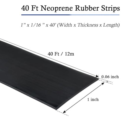 Neoprene Rubber Strips with Adhesive Backing Rubber Sheets (40 Foot)