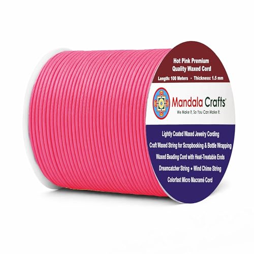 1.5mm Hot Pink Waxed Cord