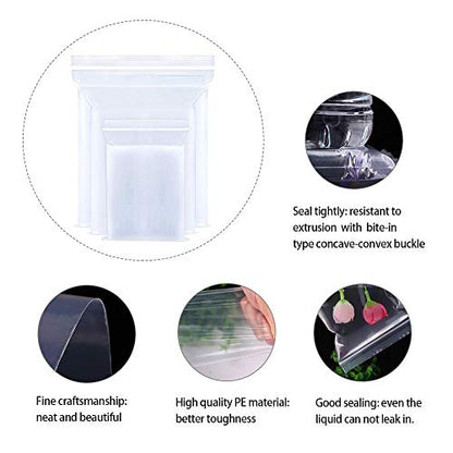 Small Plastic Bags for Jewelry 300pcs 3 Assorted Sizes Clear Zipper Baggies Jewelry Storage Bags 2 Mil for Beads Board Games Pill Travel 2.4 x 3.5 (300 Count)