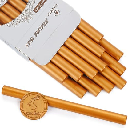 Amber Gold Wax Seal Sticks for Standard Size Hot Melting Glue Gun (12 Count)