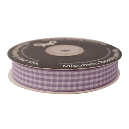 Purple Gingham Plaid Checked Ribbon 25 Yards Each Roll 100% Polyester (75 Foot)