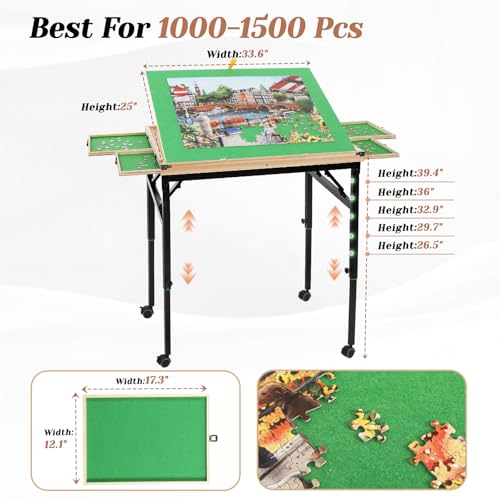 Puzzle Table Adjustable Height & Tilt with Drawers for 1500Pcs