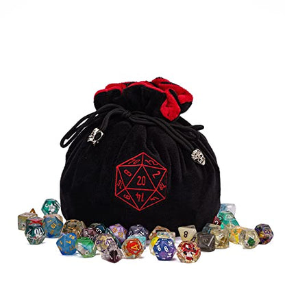 Large DND Dice Bag with Pockets Black Storage Bag for D&D RPG Game (20 Ounce)