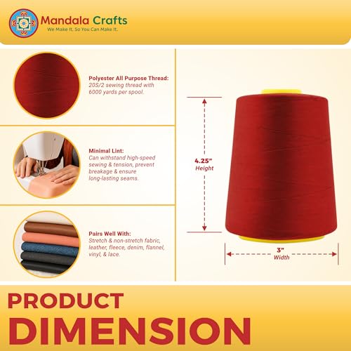 20S 2 Brick Red Polyester 4 Pack of Serger Threads Cones
