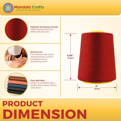 20S 2 Brick Red Polyester 4 Pack of Serger Threads Cones