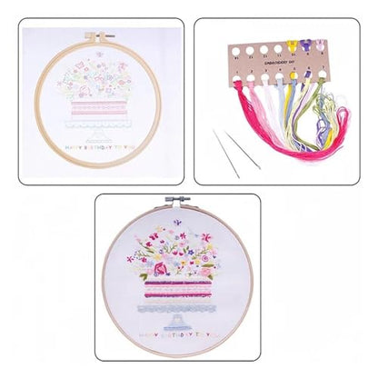 Needle Point Kits Adults Full Range of Starter Including Instructions Stamped Cloth with Pattern Hoop Color Threads and Tools Art Projects