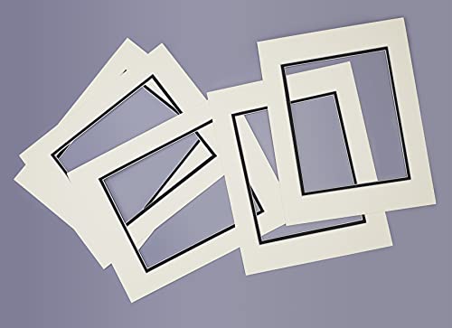 5 Pack Double mat 11x14 for 8x10 Photo Grey Over Black