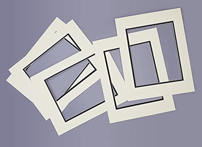 5 Pack Double mat 11x14 for 8x10 Photo Grey Over Black