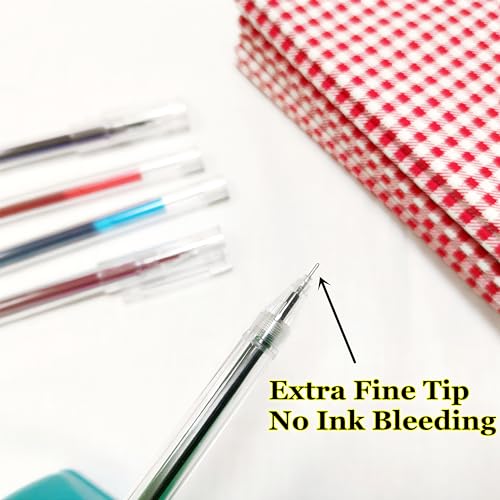 5 Colors Extra Fine Tip Water Erasable Fabric Marking Pen with 10 Free Refills for Cross Stitch (15 Count)