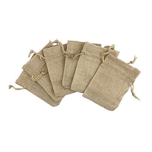 Pack of 25 Burlap Gift Bags with Drawstring Linen Jewelry Pouches Wedding Hessian Jute Bags for Birthday and Treat Pouches Party Wedding Favors Gift