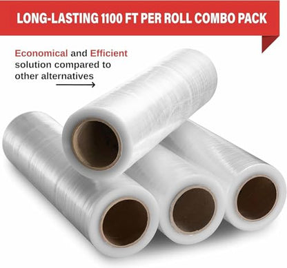 4 Pack Stretch Wrap 18 Inch 80 Gauge Shrink Wrap (1100 Sq Ft)