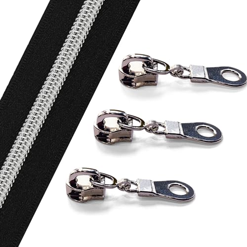 10 Yards Bulk #5 Nylon Coil Zipper With Silver Teeth