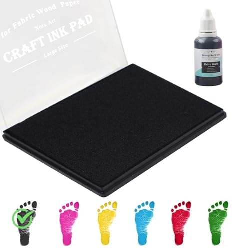 5"x4'' Large Ink Pad Washable Stamp Ink Pad for Baby Footprint Handprint with 30ml Premium Refill Ink